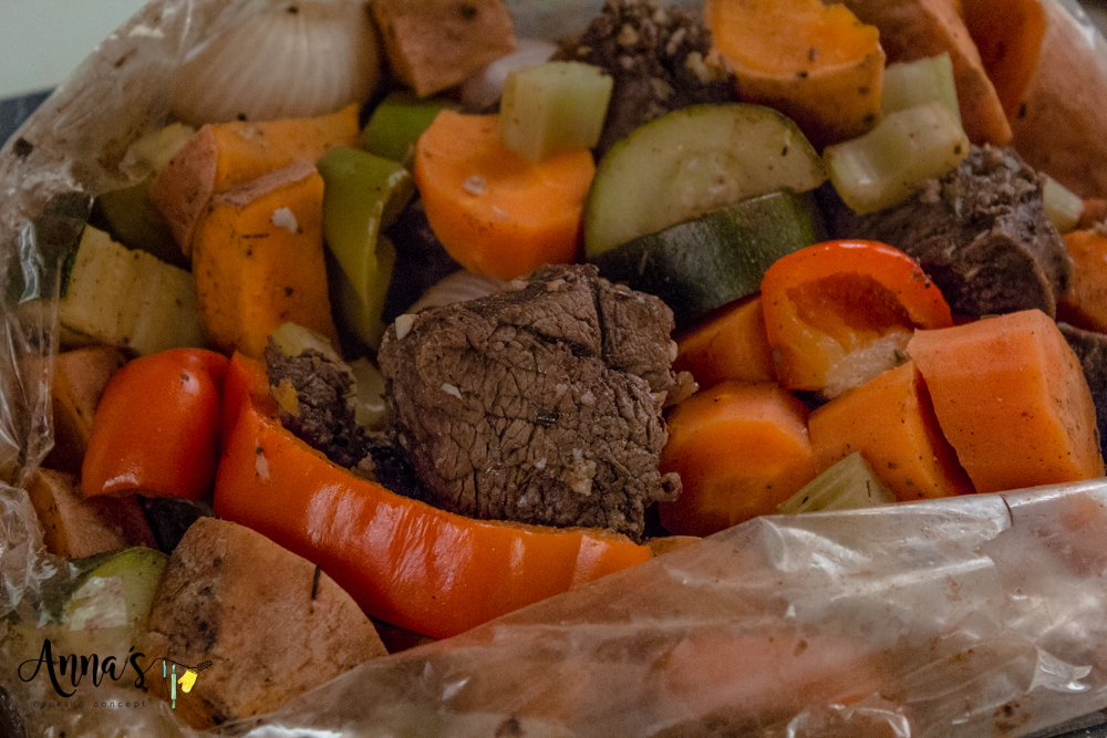 Beef Cubes And Vegetables Oven Bag Stew Anna Cooking Concept 