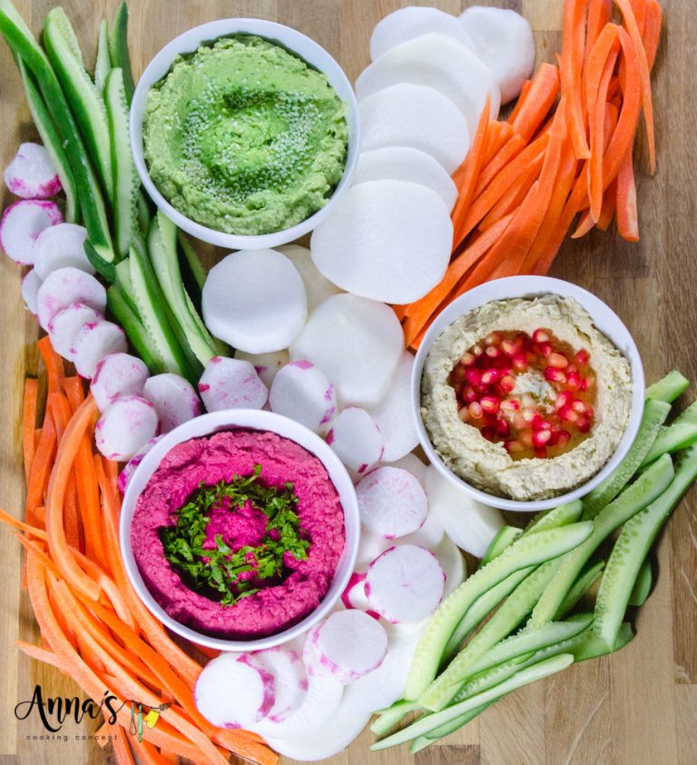 Rainbow Hummus Mezza Platter - Anna Cooking Concept
